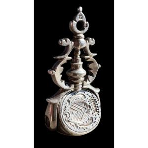 Large Sterling Silver Wax Seal With Hallmarks - France - 18th Century