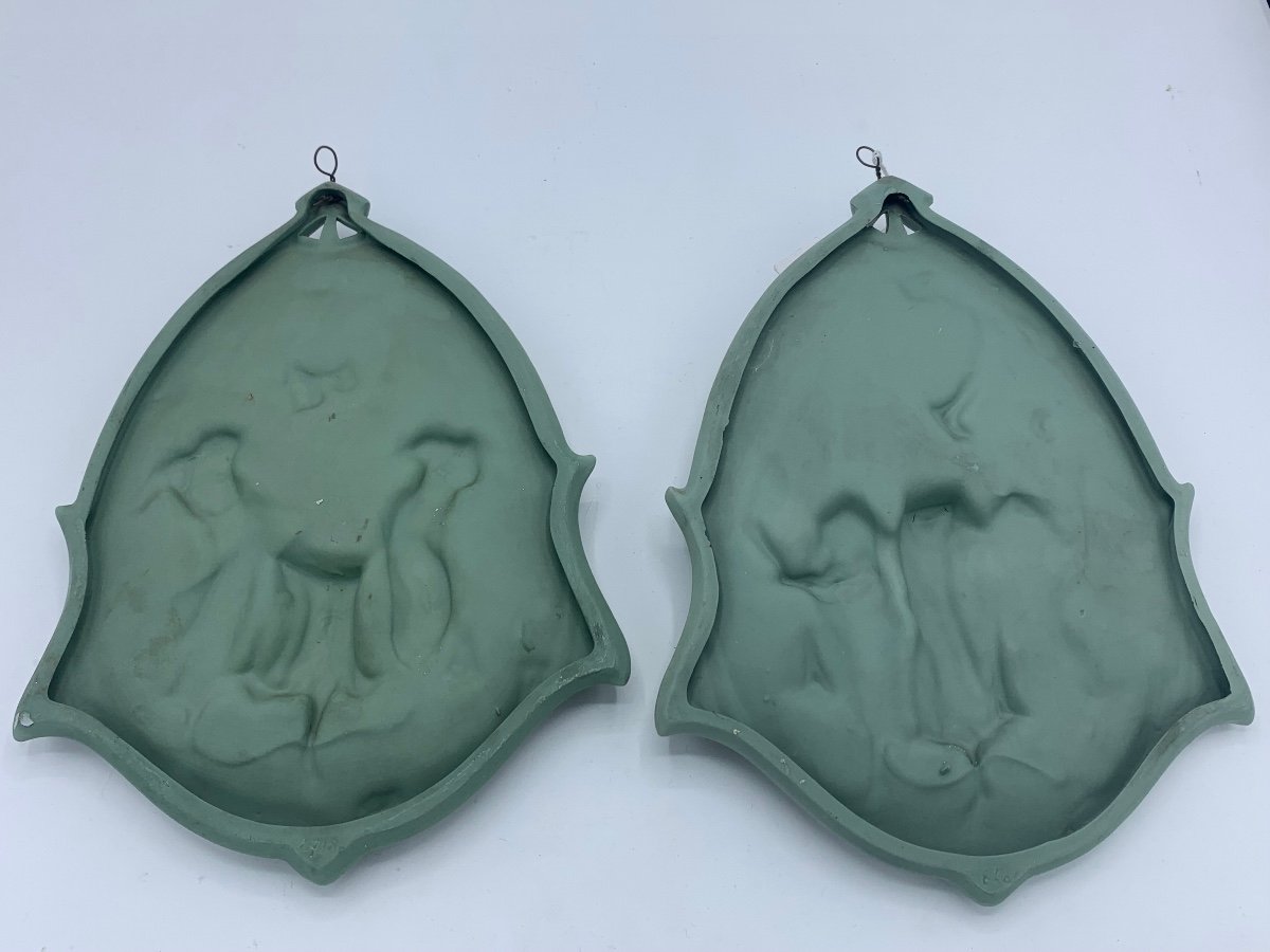 Pair Of Wedgwood Biscuits, Art Nouveau, English-photo-5
