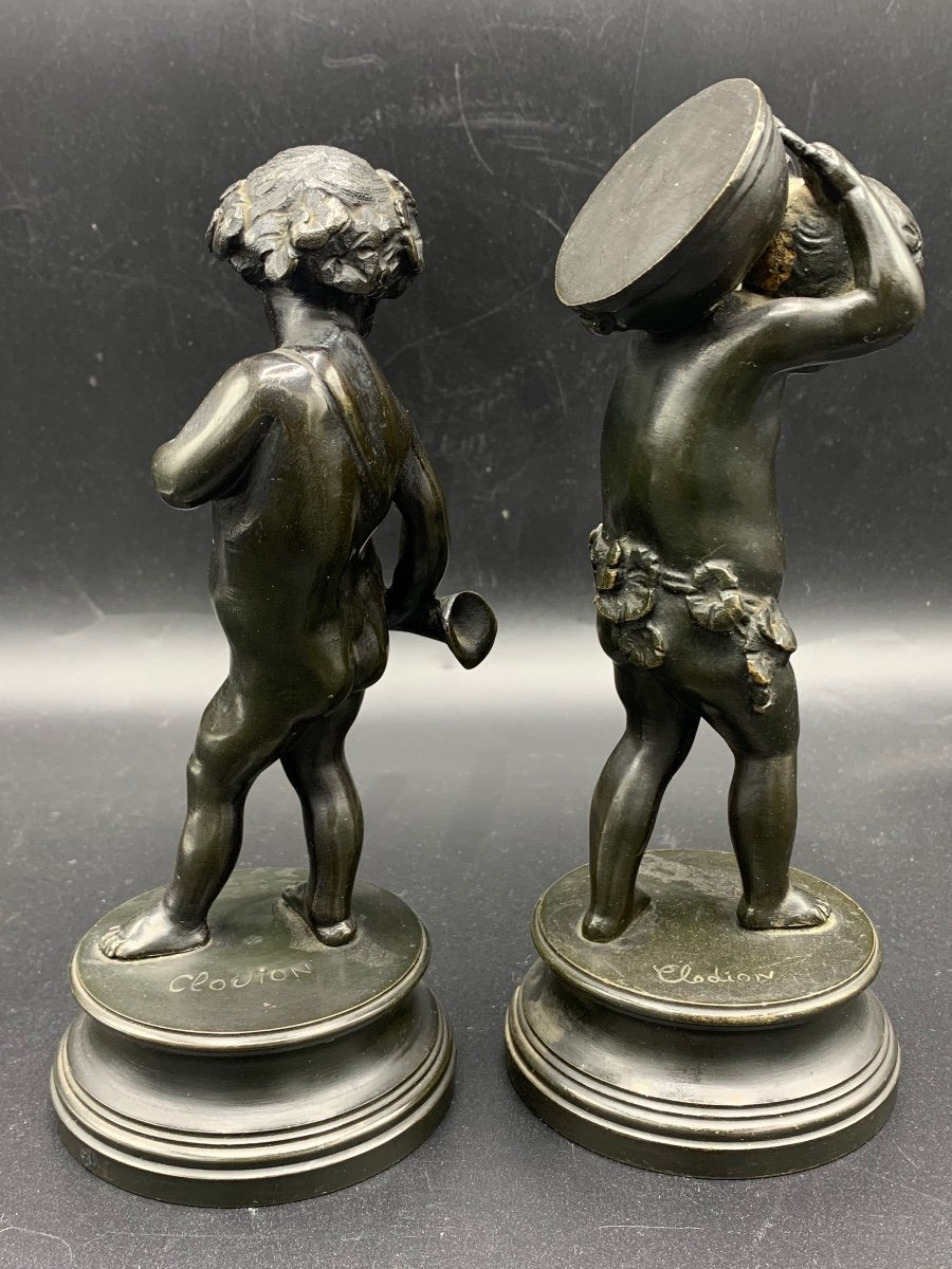 Pair Of Putti Bronzes, Clodion Late 19th-photo-2