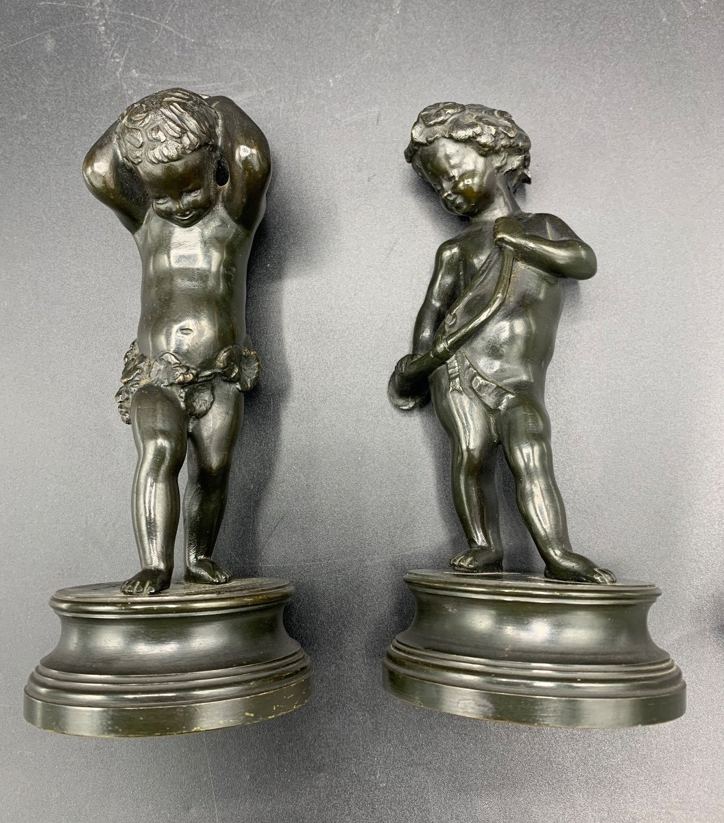 Pair Of Putti Bronzes, Clodion Late 19th-photo-2