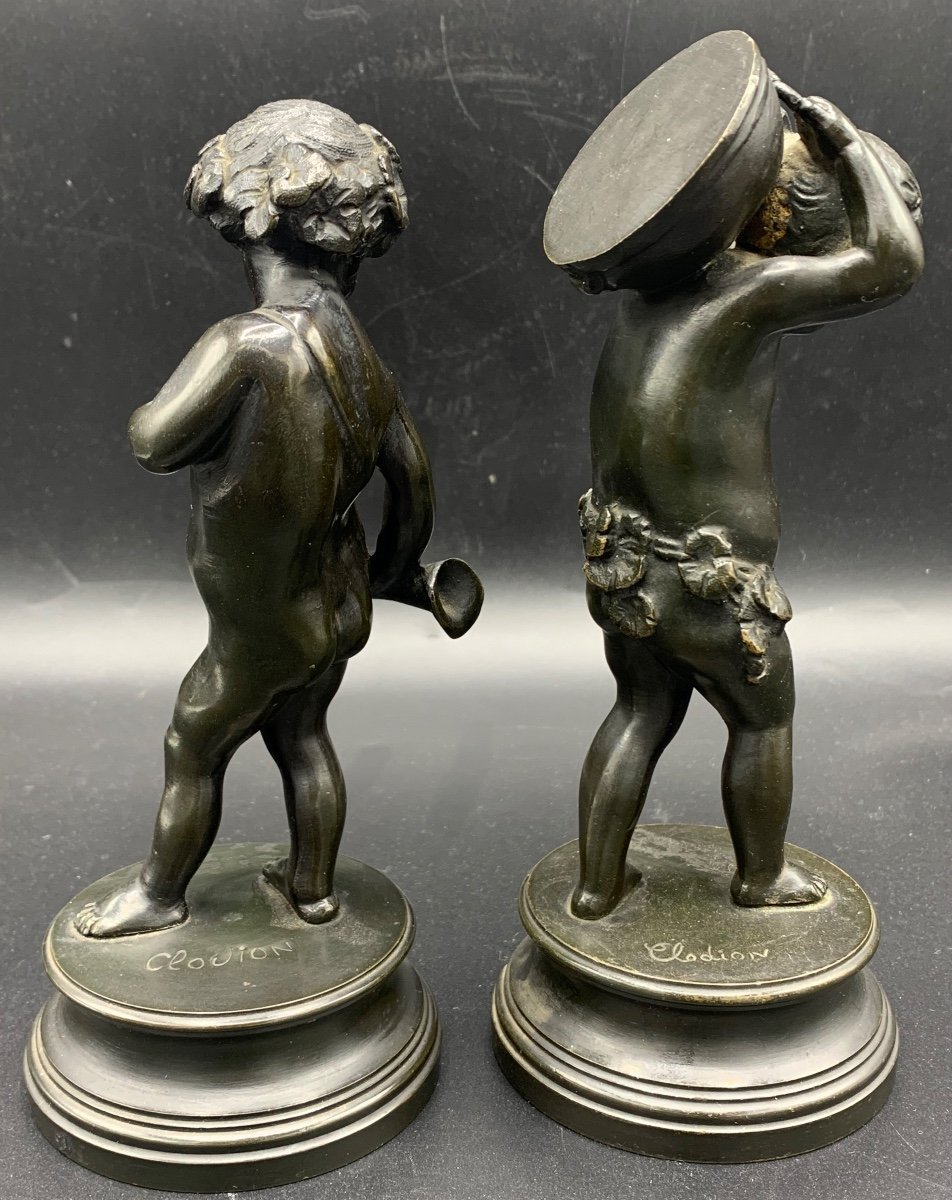 Pair Of Putti Bronzes, Clodion Late 19th-photo-3