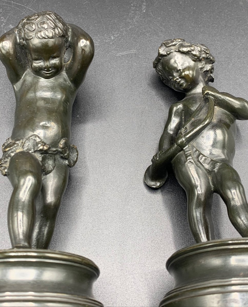 Pair Of Putti Bronzes, Clodion Late 19th-photo-4