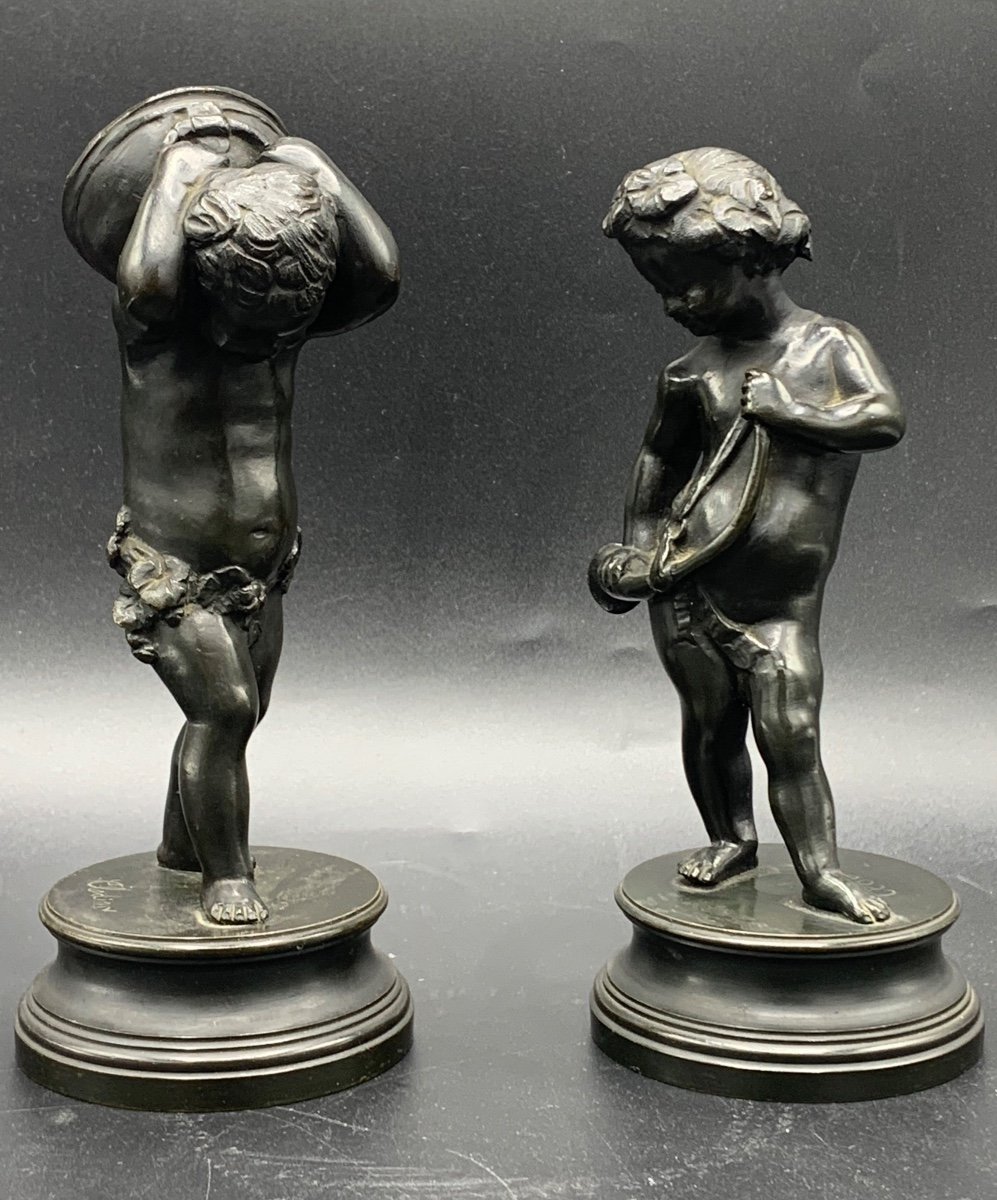 Pair Of Putti Bronzes, Clodion Late 19th