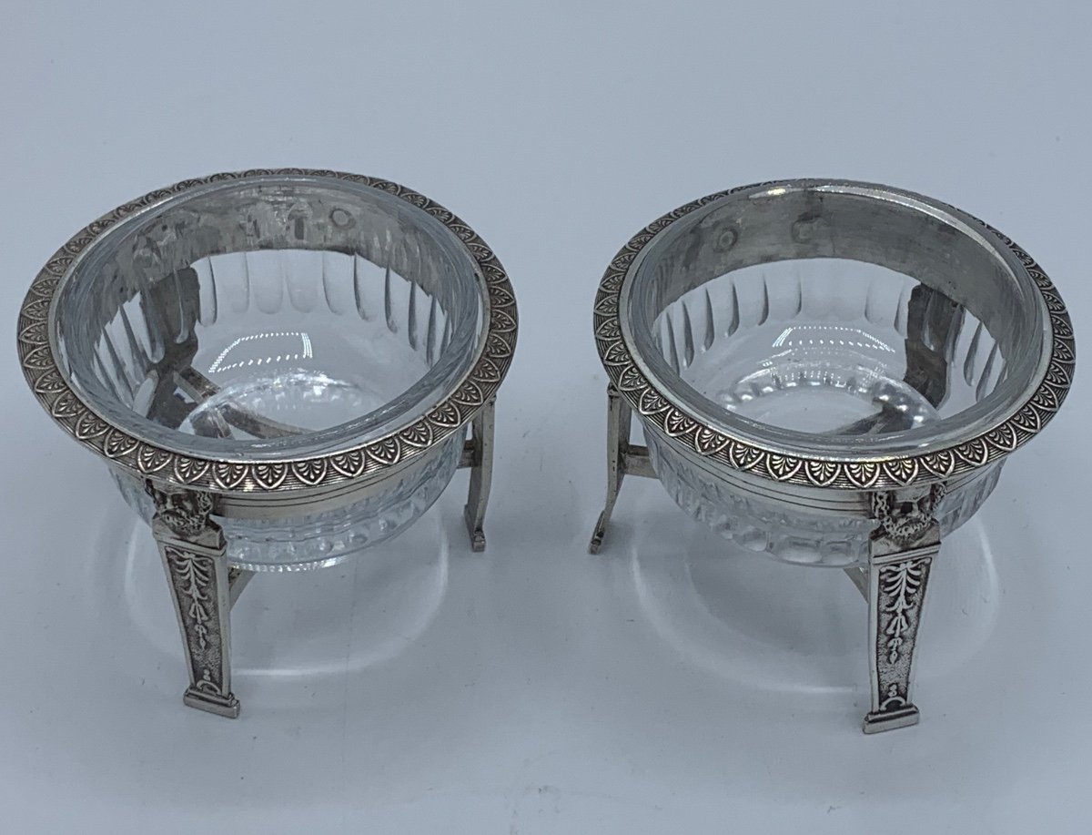 Salt Shakers In Silver And Crystal, Late 18th 