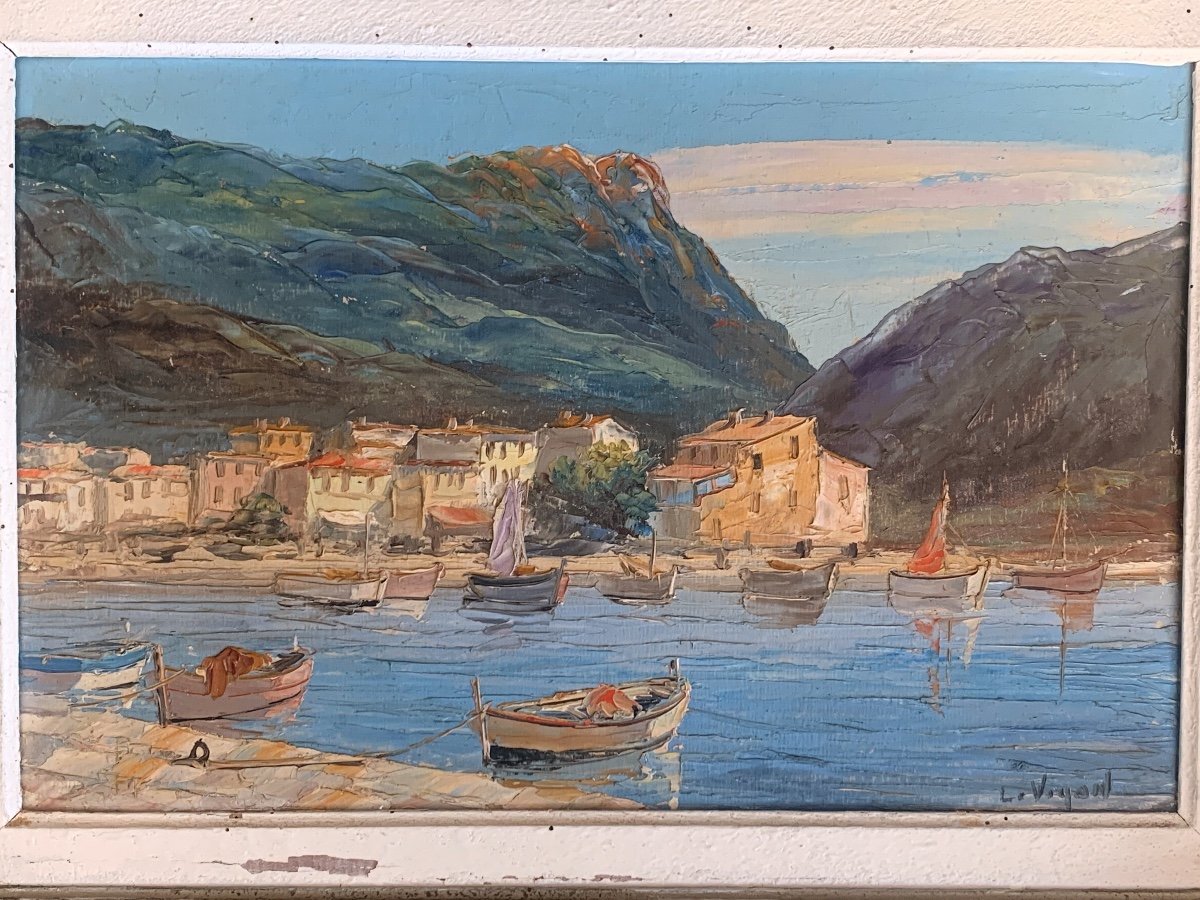 Cassis Painting By Louis Vigon, 20th Century -photo-3