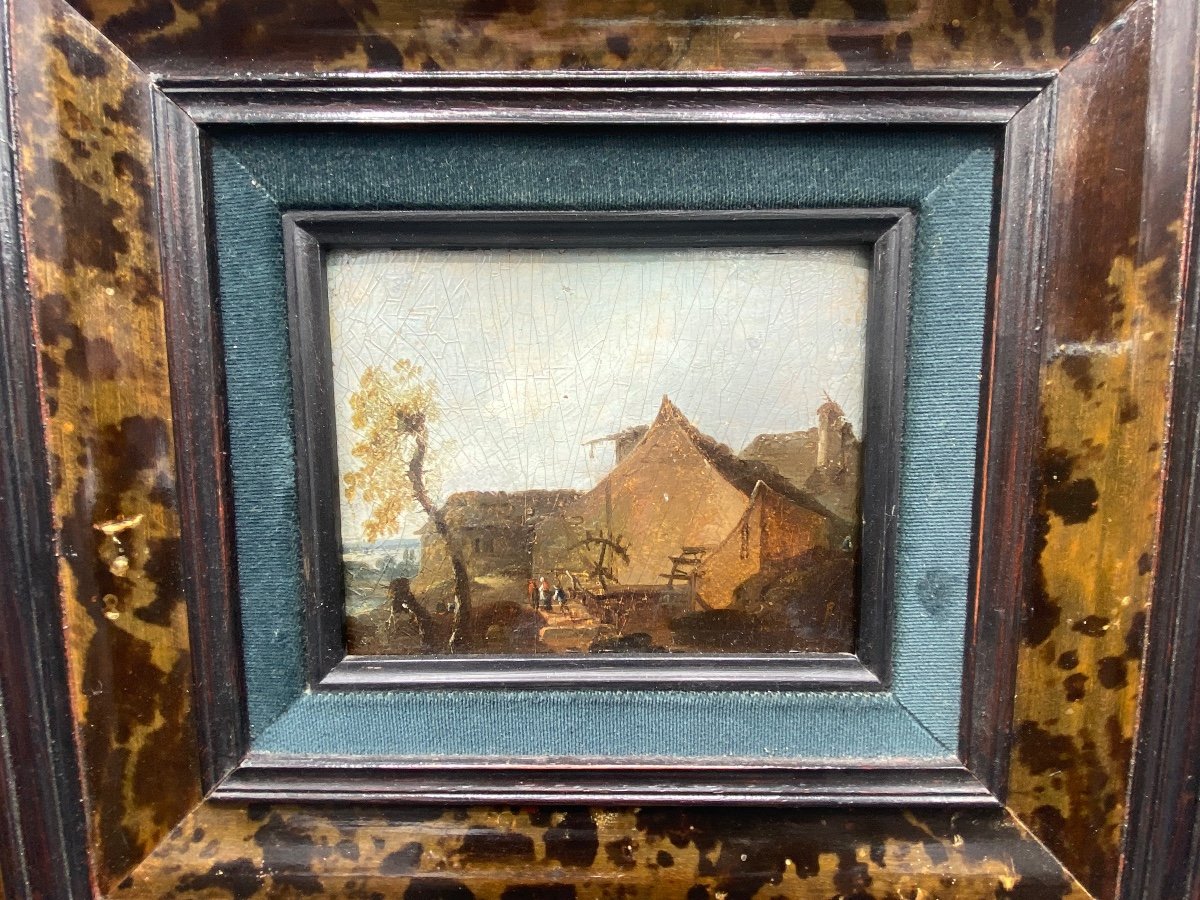 Landscape, Mill, Oil On Wood Panel, Late 18th Century -photo-3