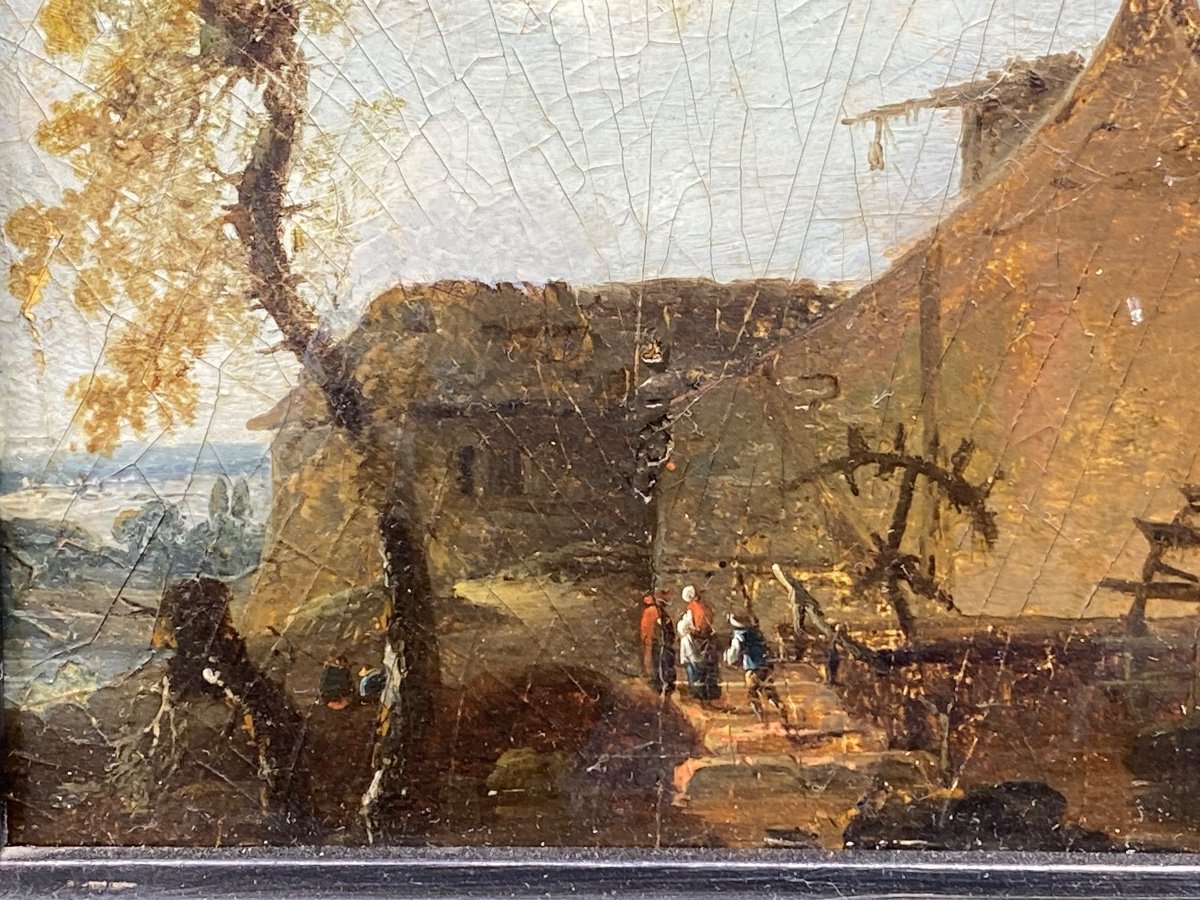 Landscape, Mill, Oil On Wood Panel, Late 18th Century -photo-4