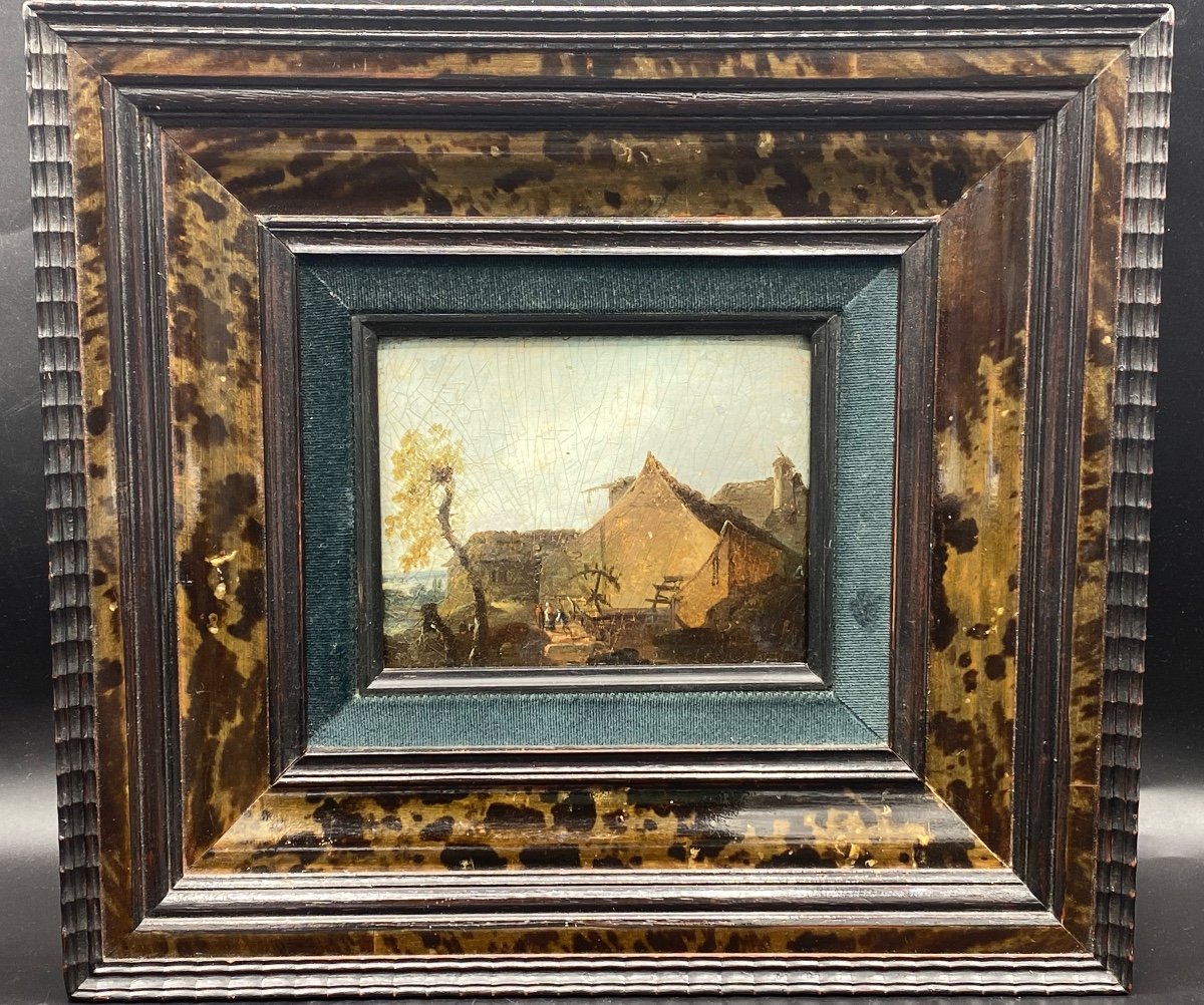 Landscape, Mill, Oil On Wood Panel, Late 18th Century 