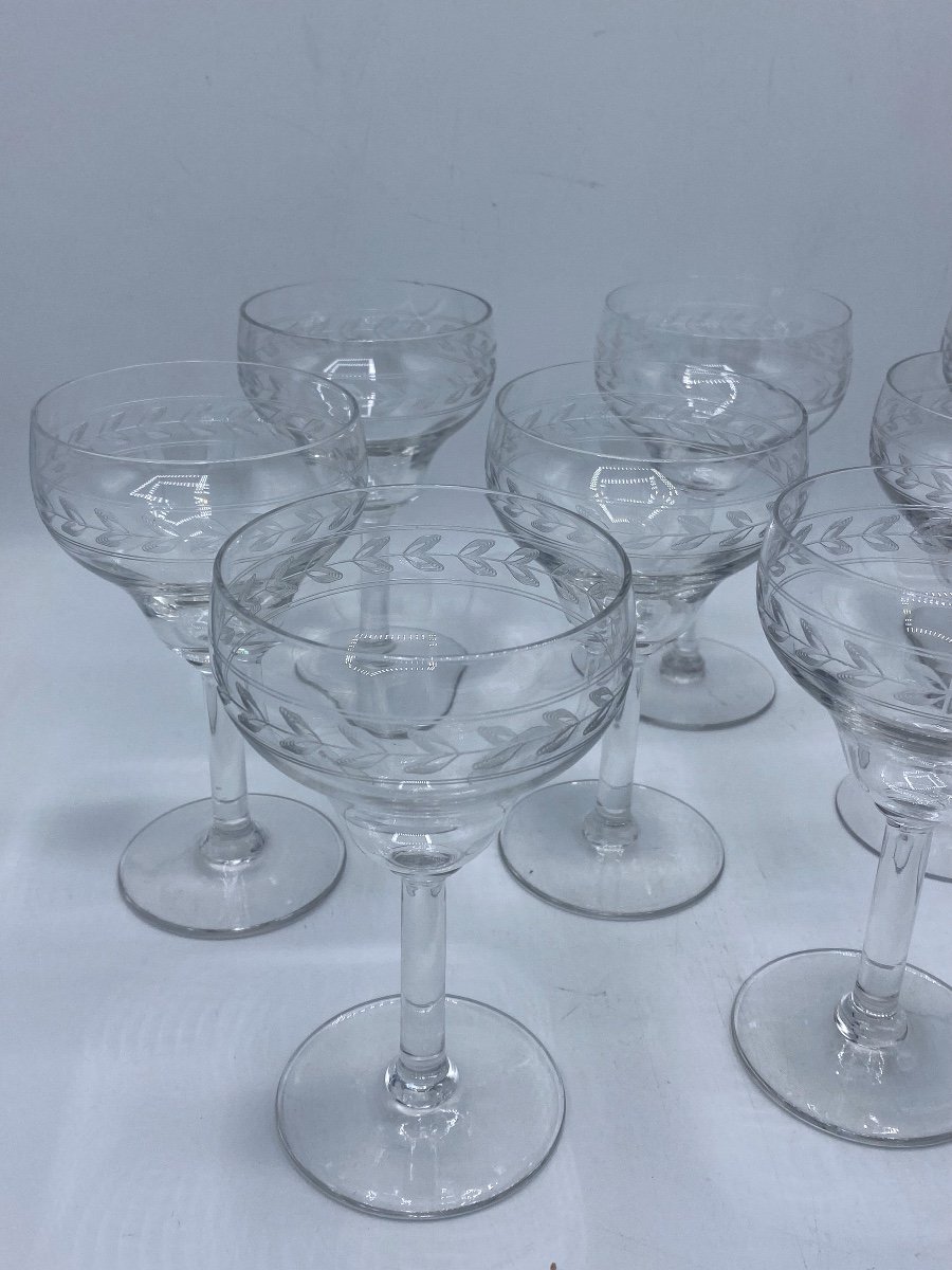 Engraved Crystal Water Glasses, Early 20th Century -photo-2