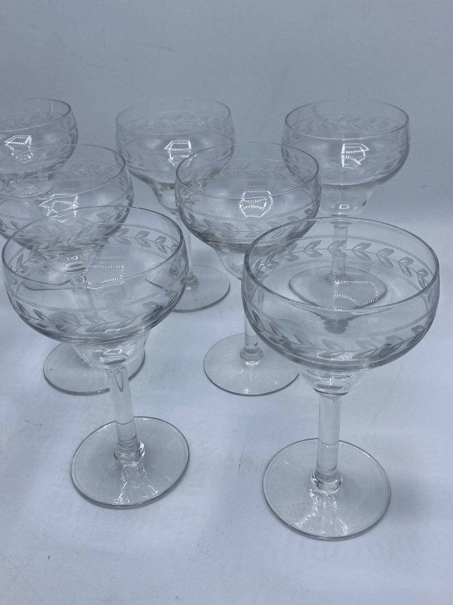 Engraved Crystal Water Glasses, Early 20th Century -photo-3