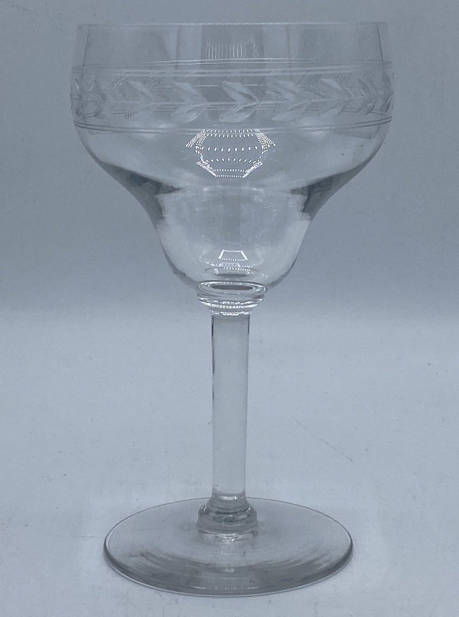 Engraved Crystal Water Glasses, Early 20th Century -photo-4