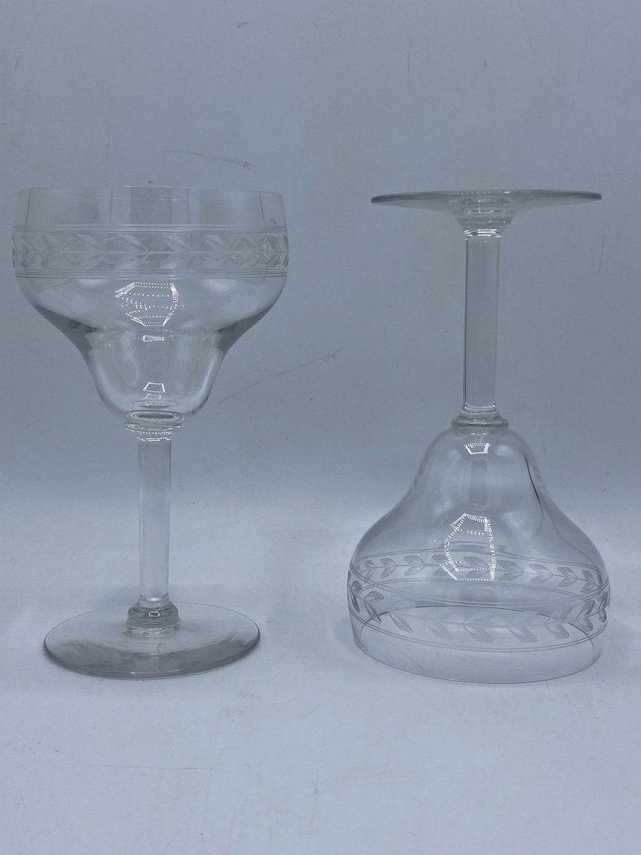 Engraved Crystal Water Glasses, Early 20th Century -photo-5