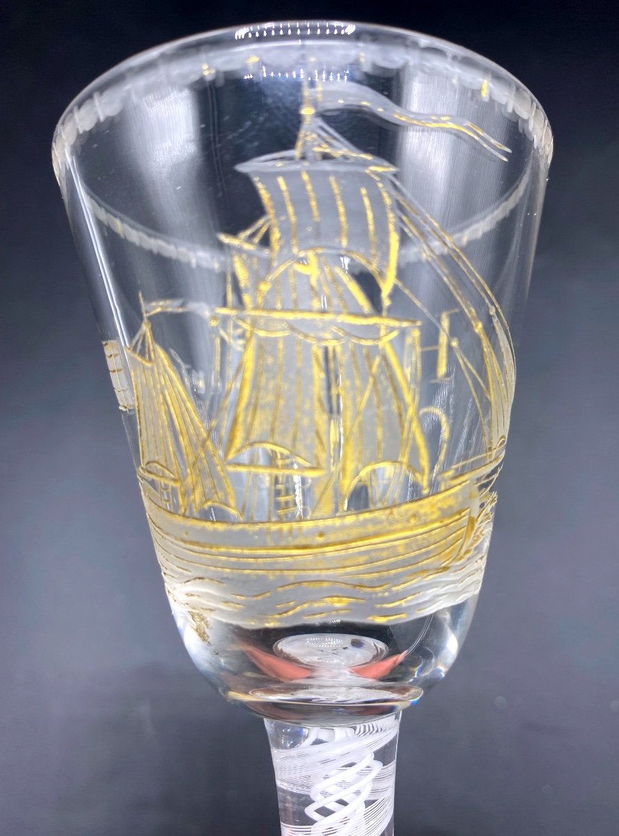 Verre à Pied Hollandais , Daté Et Couronné 1782-photo-3