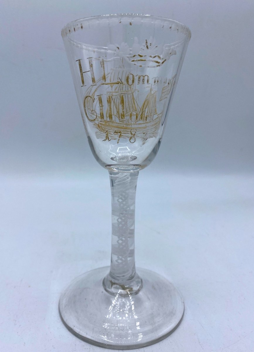 Verre à Pied Hollandais , Daté Et Couronné 1782-photo-4