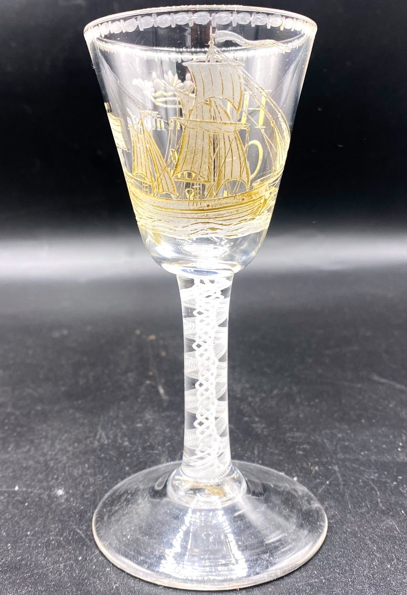 Verre à Pied Hollandais , Daté Et Couronné 1782-photo-5