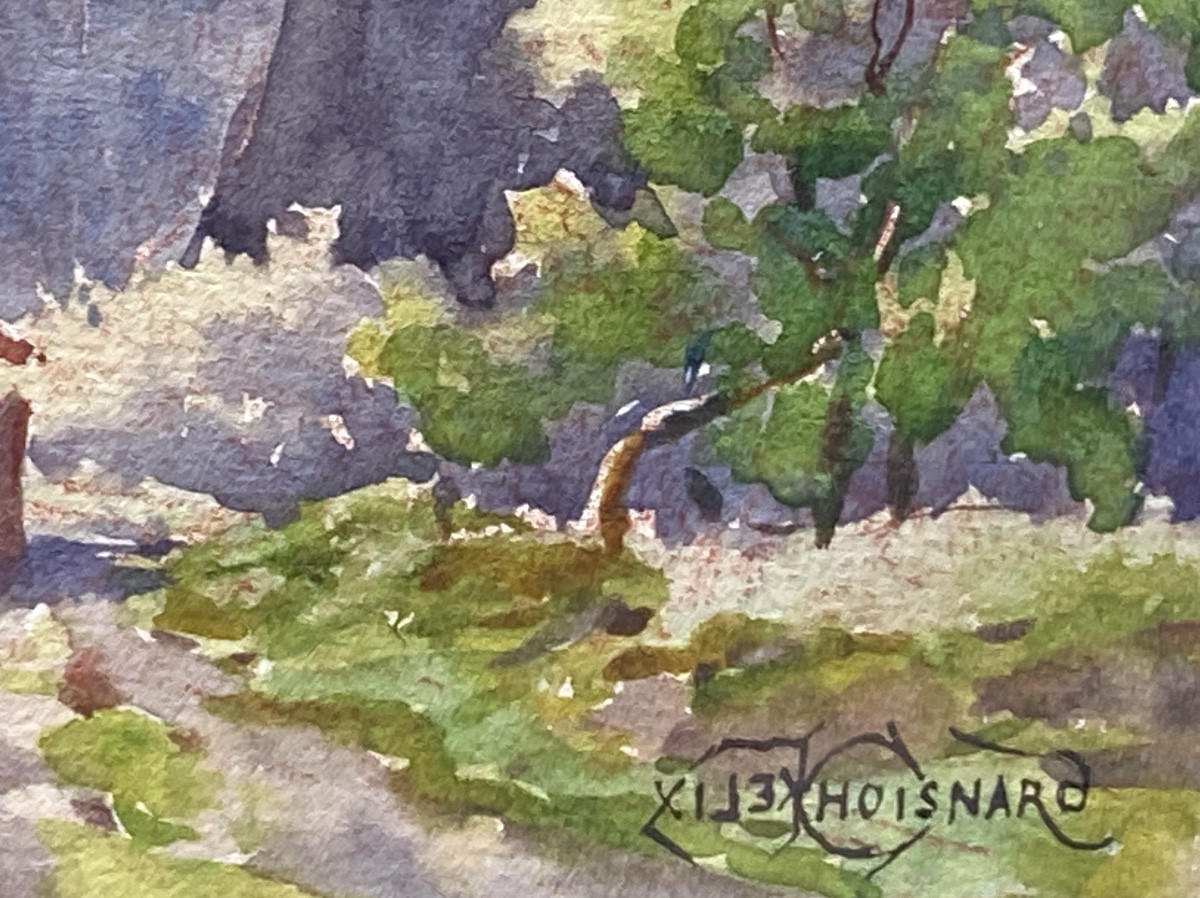 Pair Of Watercolors By Félix Choisnard, Chalets In The Alps  -photo-4