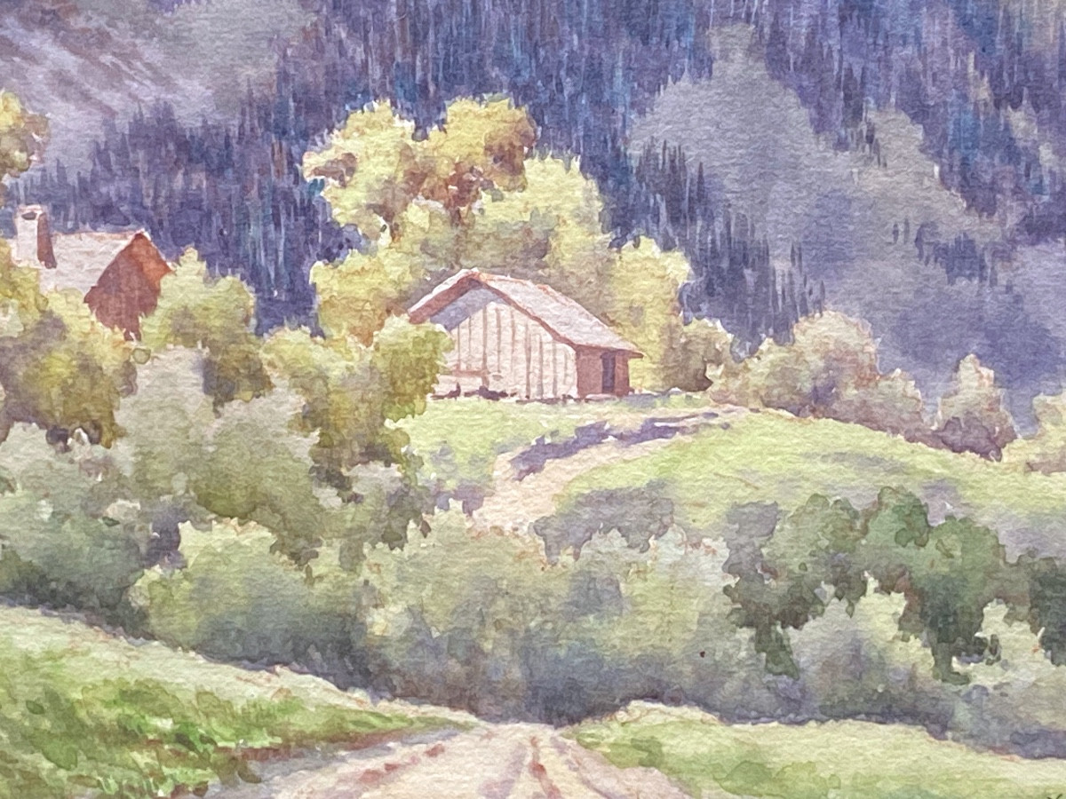 Pair Of Watercolors By Félix Choisnard, Chalets In The Alps  -photo-2