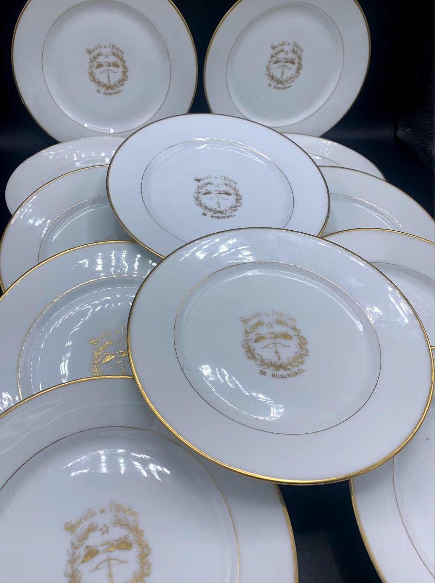 Assiettes à Dessert En Porcelaine De Paris , 19eme , Société De L’union De Rosendael -photo-3