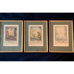 3 Drypoint Engravings, André Lambert, 1925, Numbered 