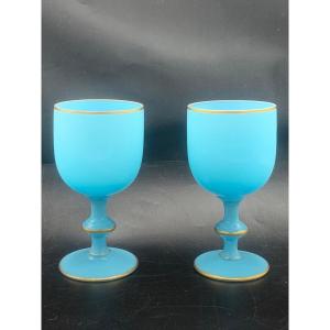 Blue Opaline Cups, 19th 