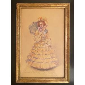 Watercolor By Louise Abbema, Late 19th Early 20th 