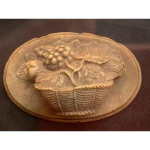Alabaster Plate, XVIII Eme, Fruit Basket