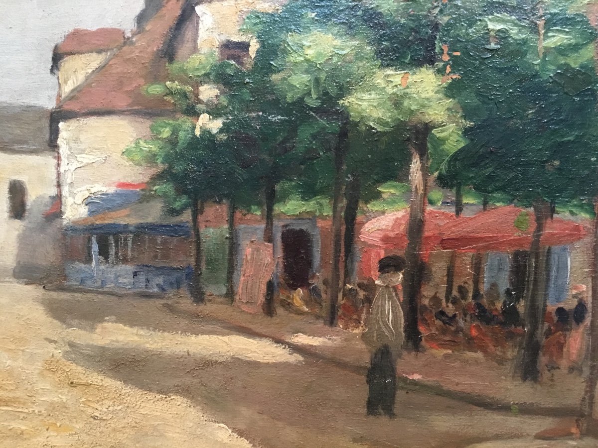 F. Mercier - Village Square Painting Around 1930-photo-3