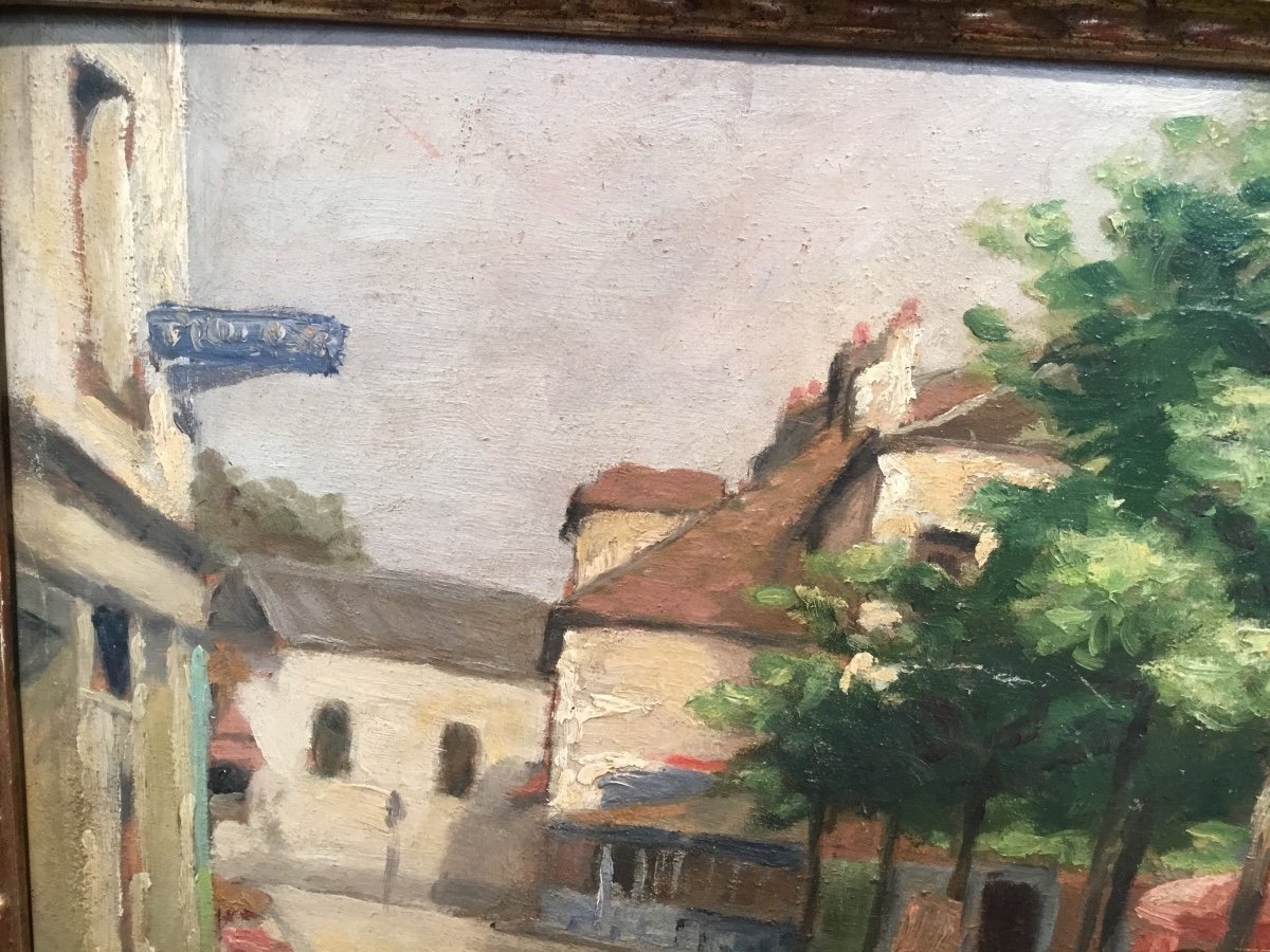 F. Mercier - Village Square Painting Around 1930-photo-1