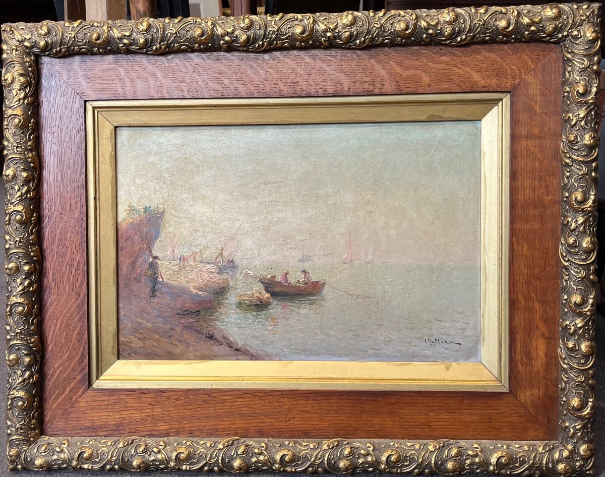 L. Nattero19th Century Painting Toulon Harbor-photo-2