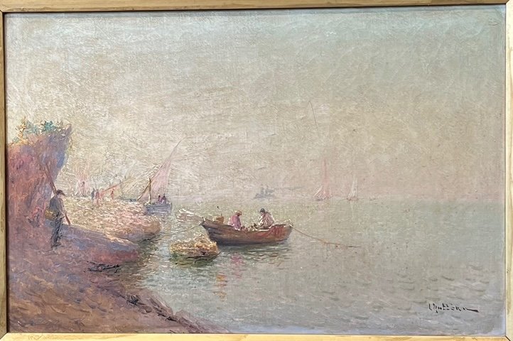 L. Nattero19th Century Painting Toulon Harbor