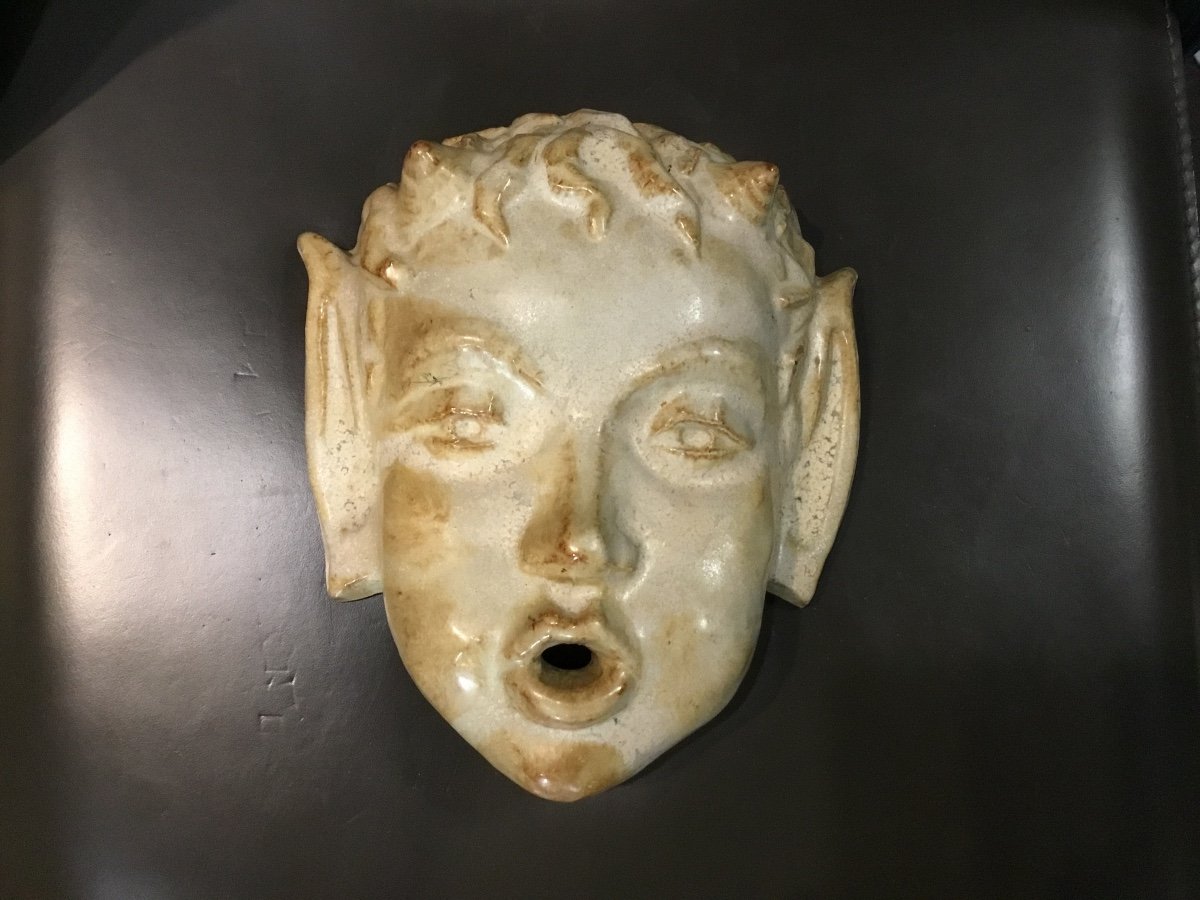 Art Nouveau Sandstone Mask Faun Head