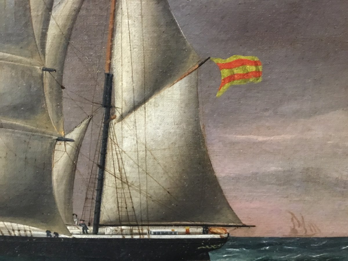 19ème - Tableau Portrait De Bateau « alina 1873 »-photo-4