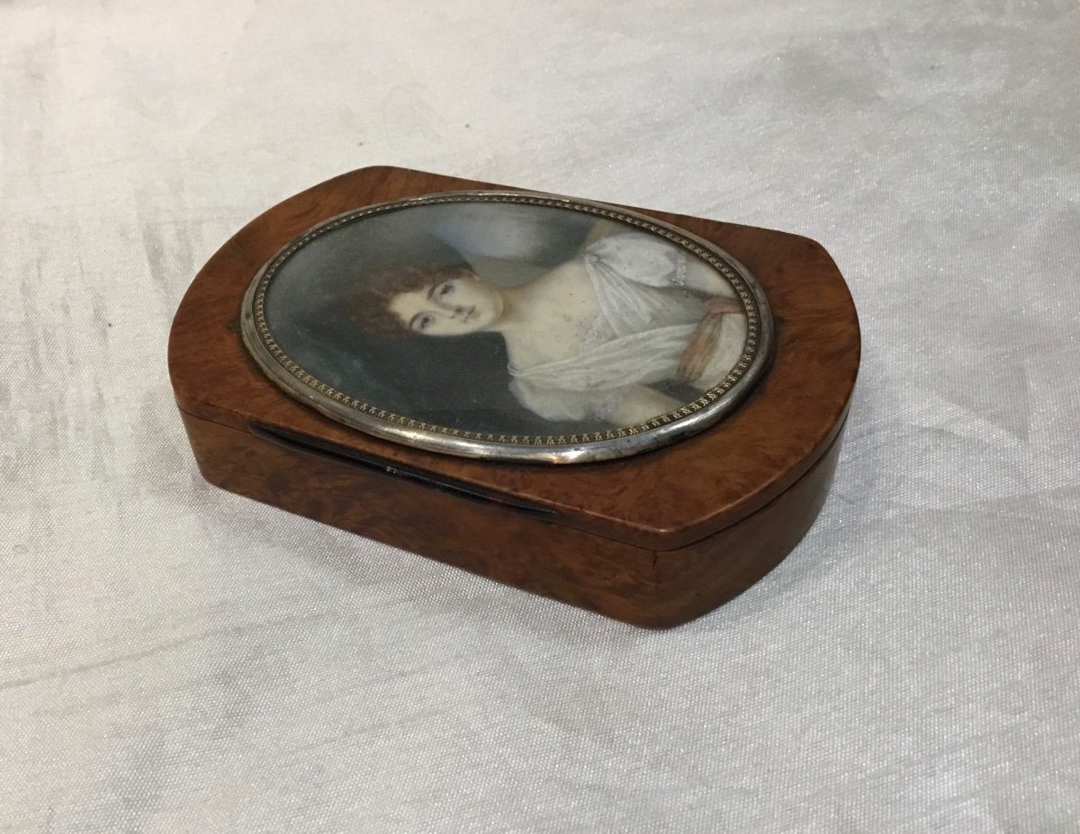 Miniature Decorating A Box, Portrait Of A Young Woman, 19th Century-photo-3