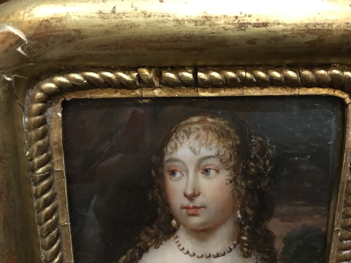 England 17th Century - Miniature Portrait Of A Young Woman-photo-2