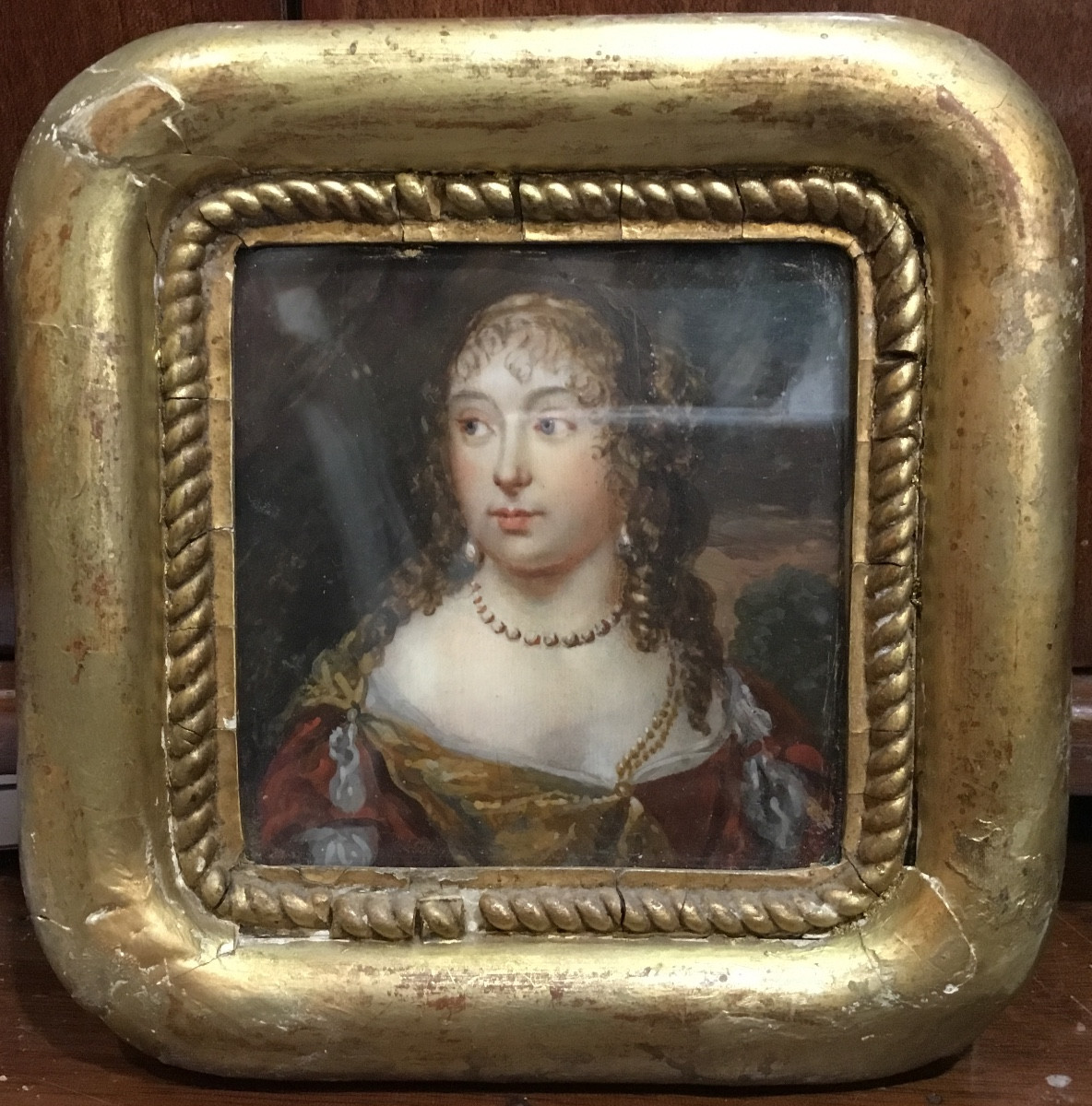 Angleterre XVIIe - Miniature Portrait De Jeune Femme