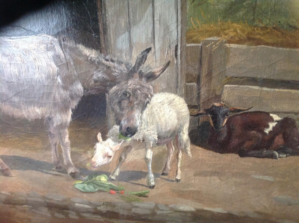 P. Carbotte - Huile/toile "Âne Et Mouton à La Ferme" 1875-photo-2