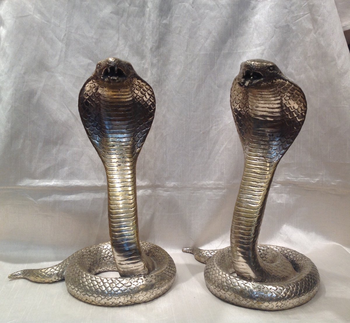 Pair Of Snakes In Silver Bronze 1900