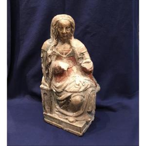 16th - Polychrome Virgin In Stone France