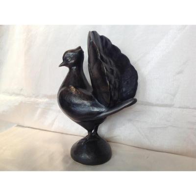 E. Von Sanden-guja - Sculpture Pigeon Paon Bronze 1930/1940
