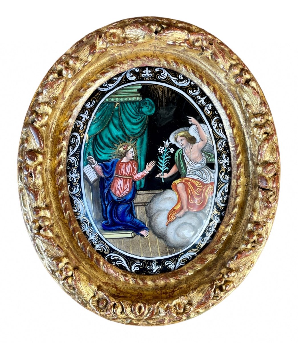 Limousin Enamel - The Annunciation, Nouailher Workshop - 18th Century.