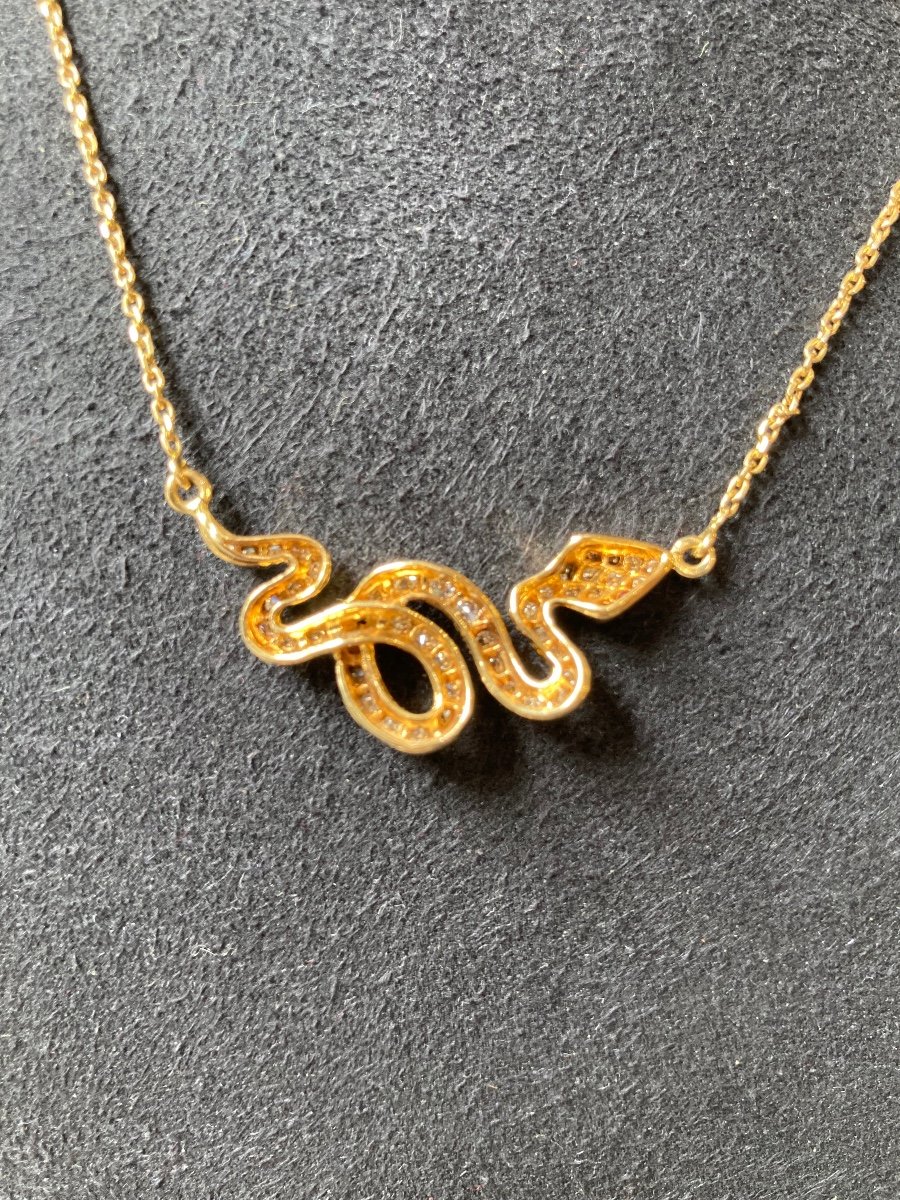 Gold Diamond And Ruby Snake Necklace -photo-3