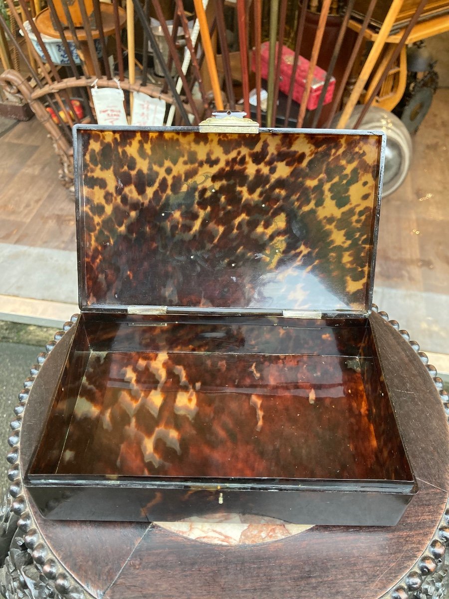 Tortoiseshell Box With Napoleon III Dragon Decor-photo-4