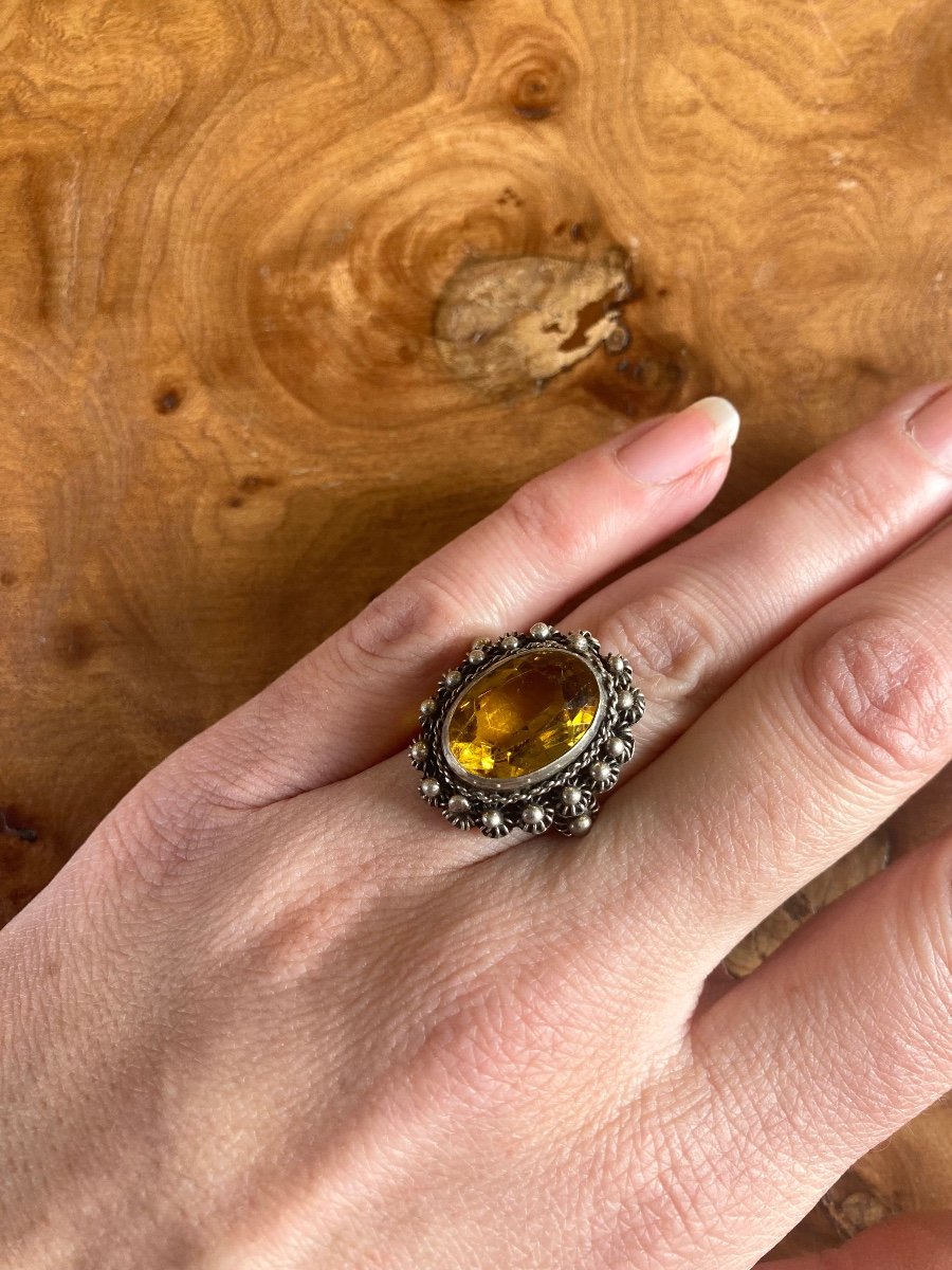 Bague En Argent Et Citrine -photo-2