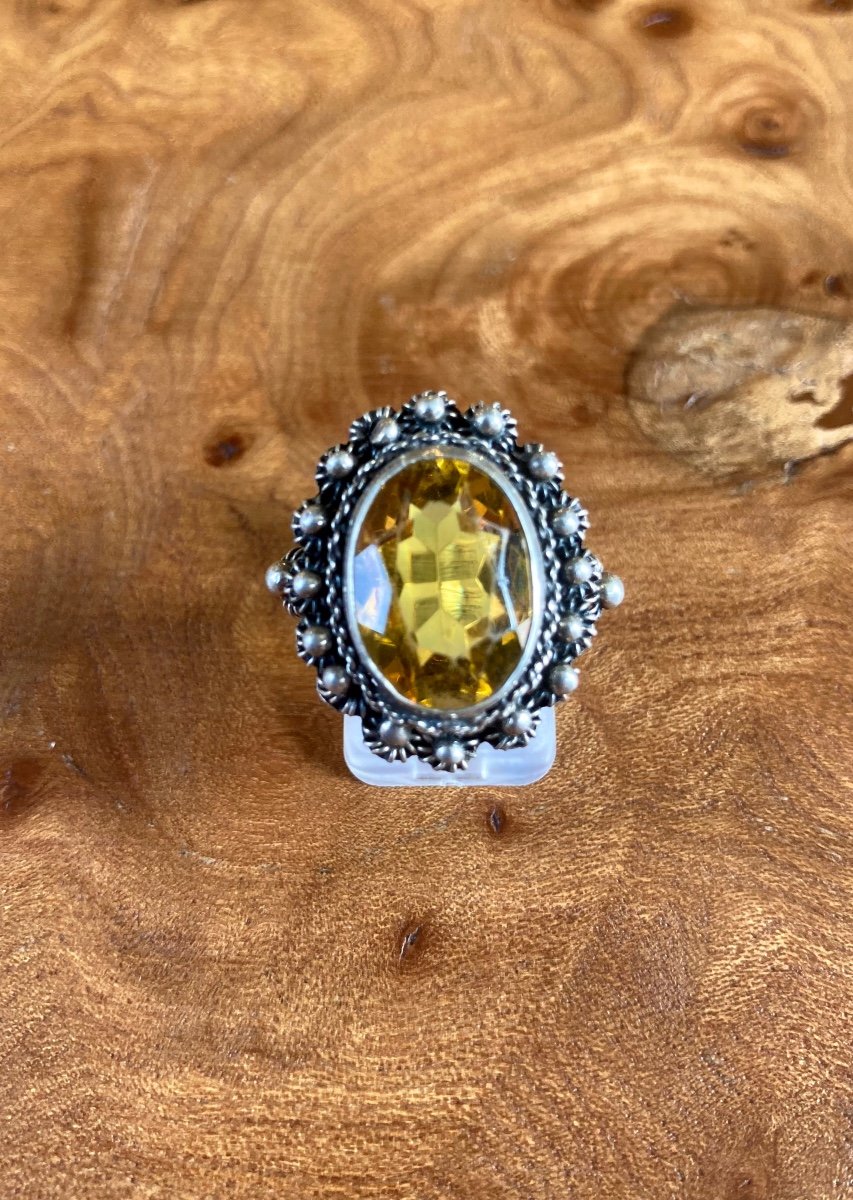 Bague En Argent Et Citrine 