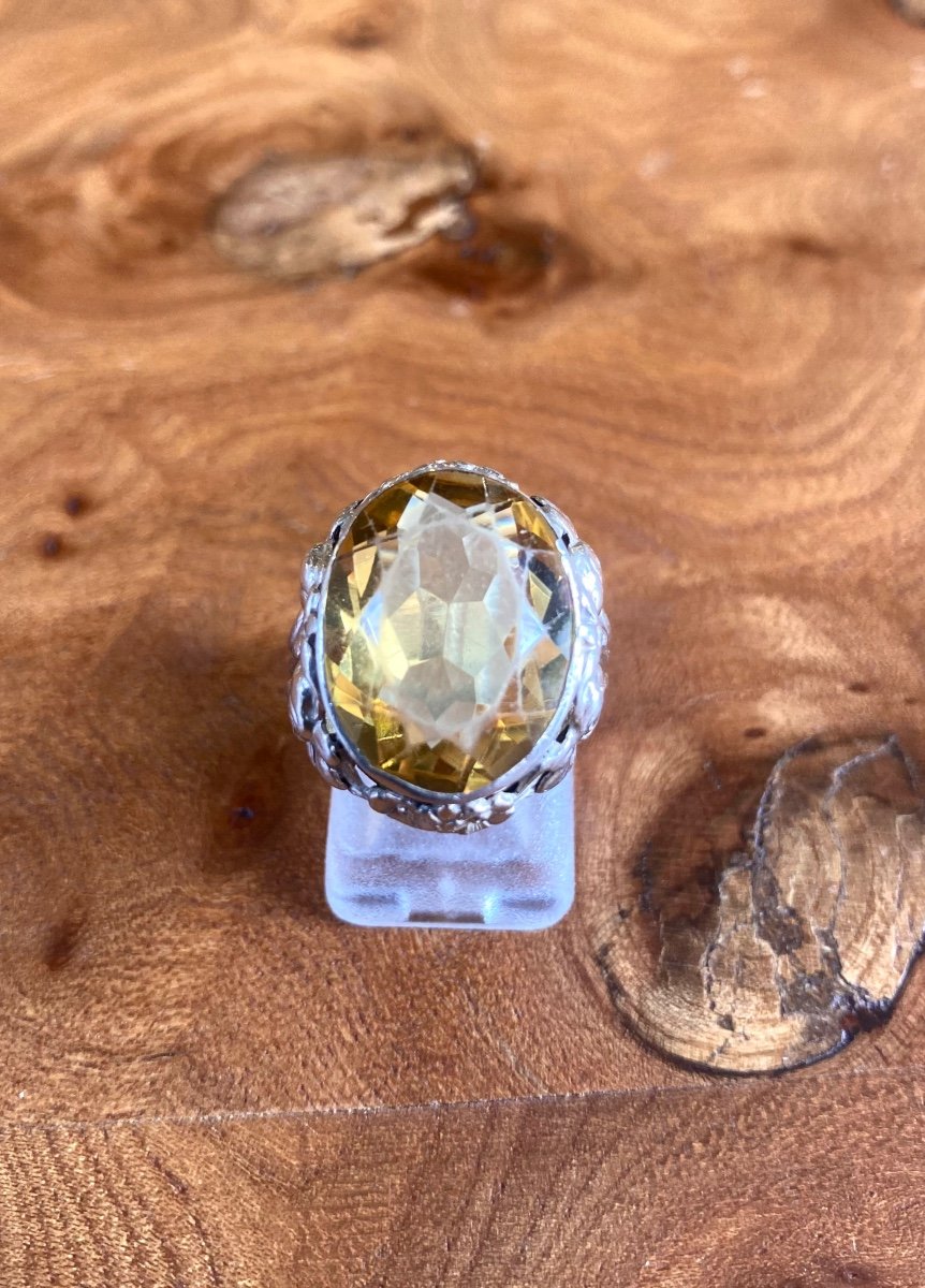 Bague En Argent Et Citrine 