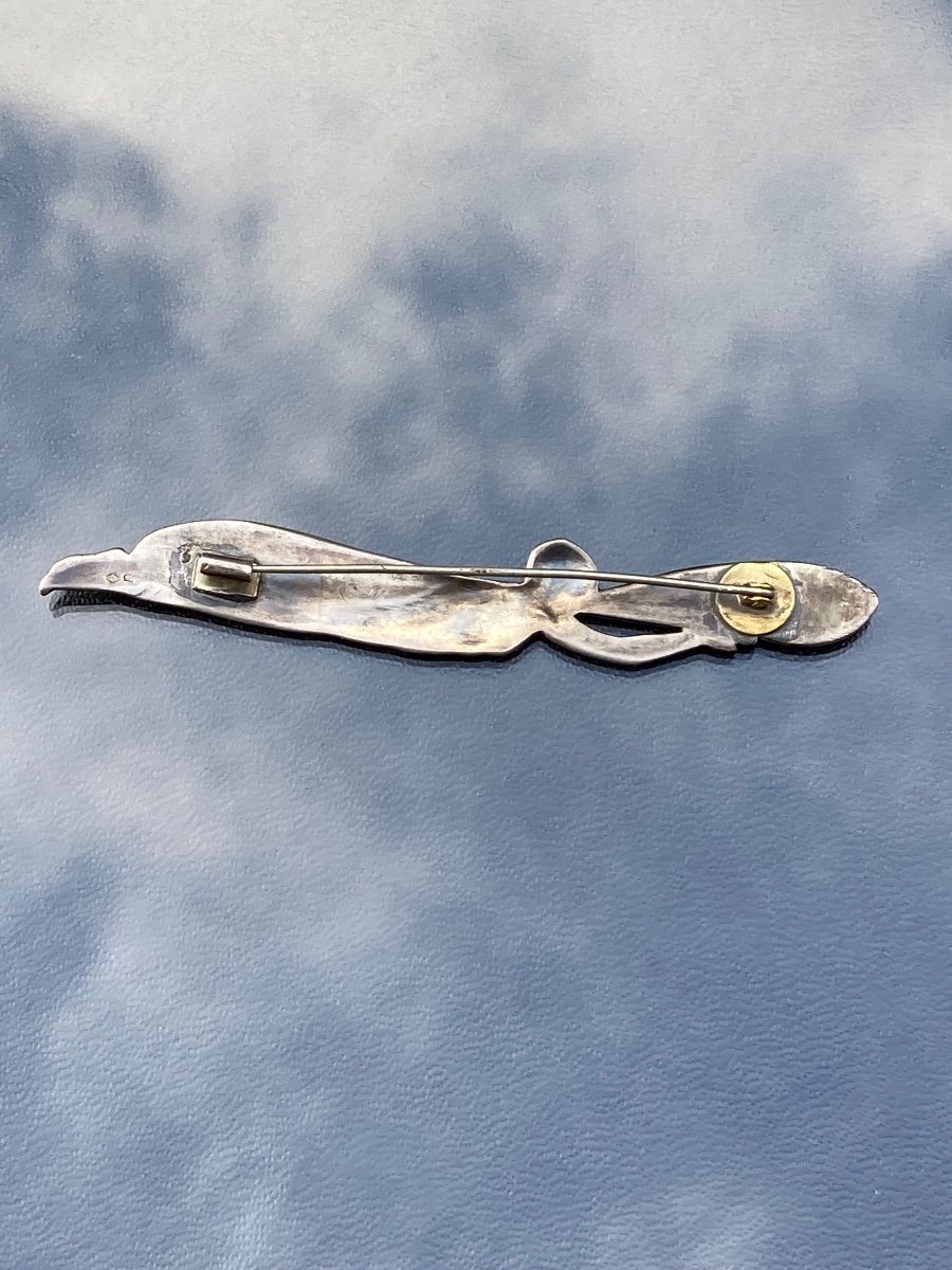 Art Nouveau Silver Winged Woman Brooch -photo-1