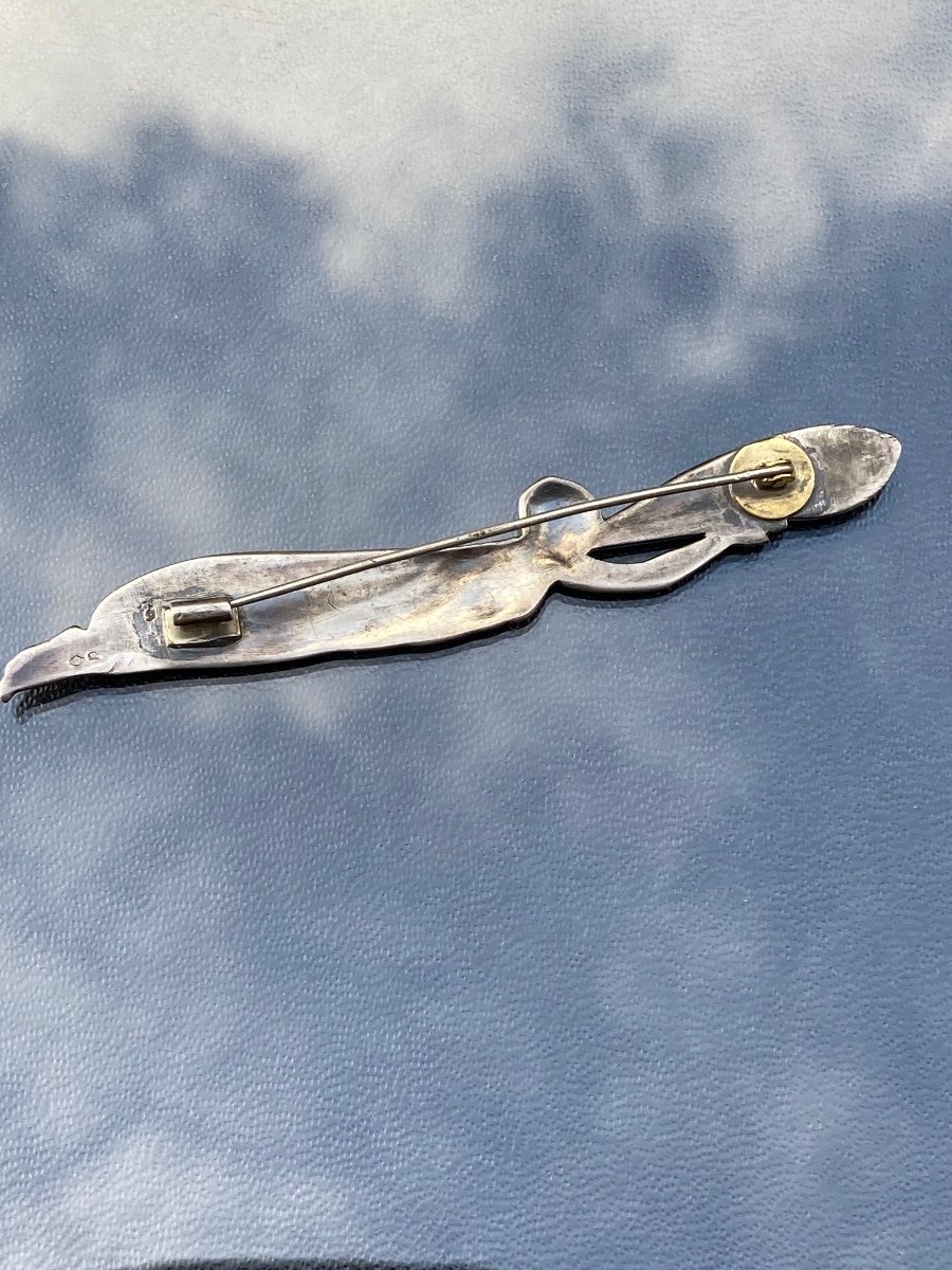 Art Nouveau Silver Winged Woman Brooch -photo-3