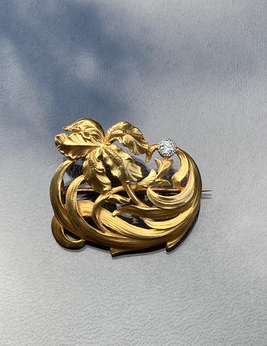 Art Nouveau Broche Or Et Diamant 