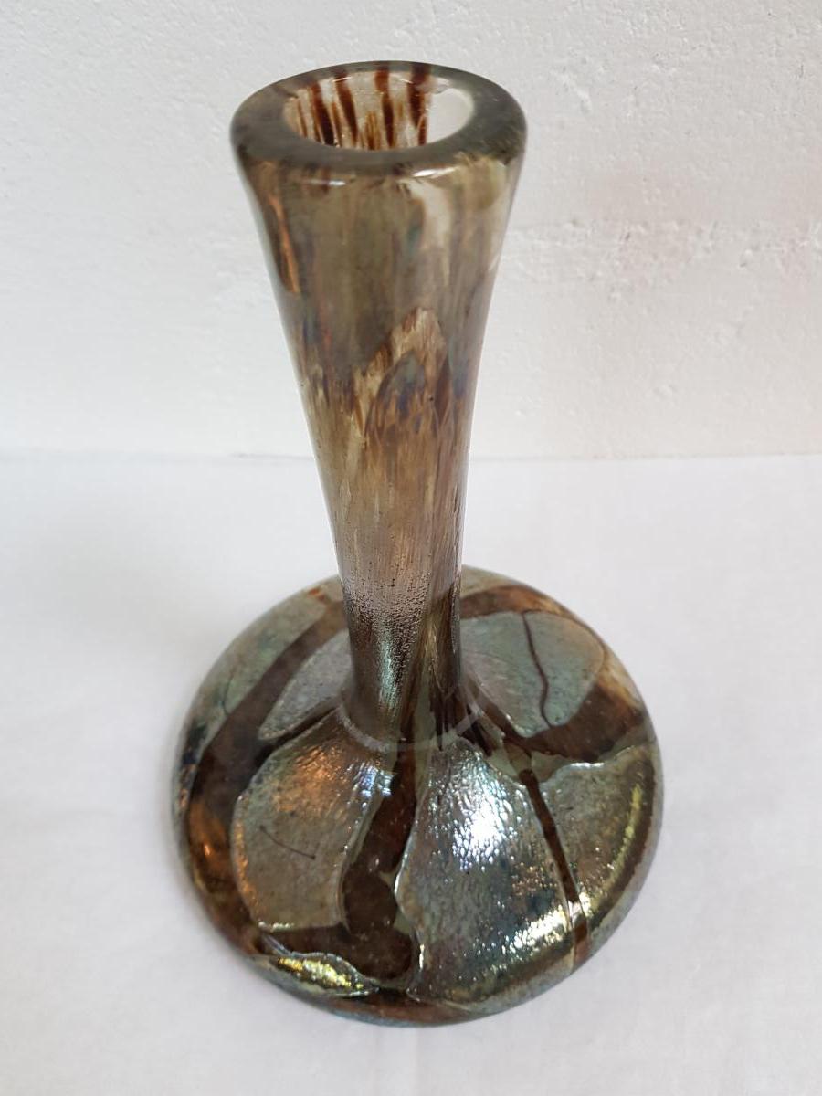 Novaro Vase en Verre Soufflé Polychrome Irisé, XXème Siècle -photo-3