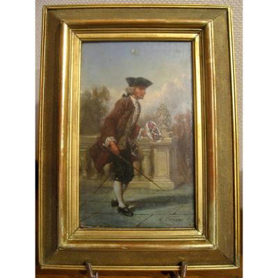 Table Old Oil On Wood XIXth Signed E. Verveer